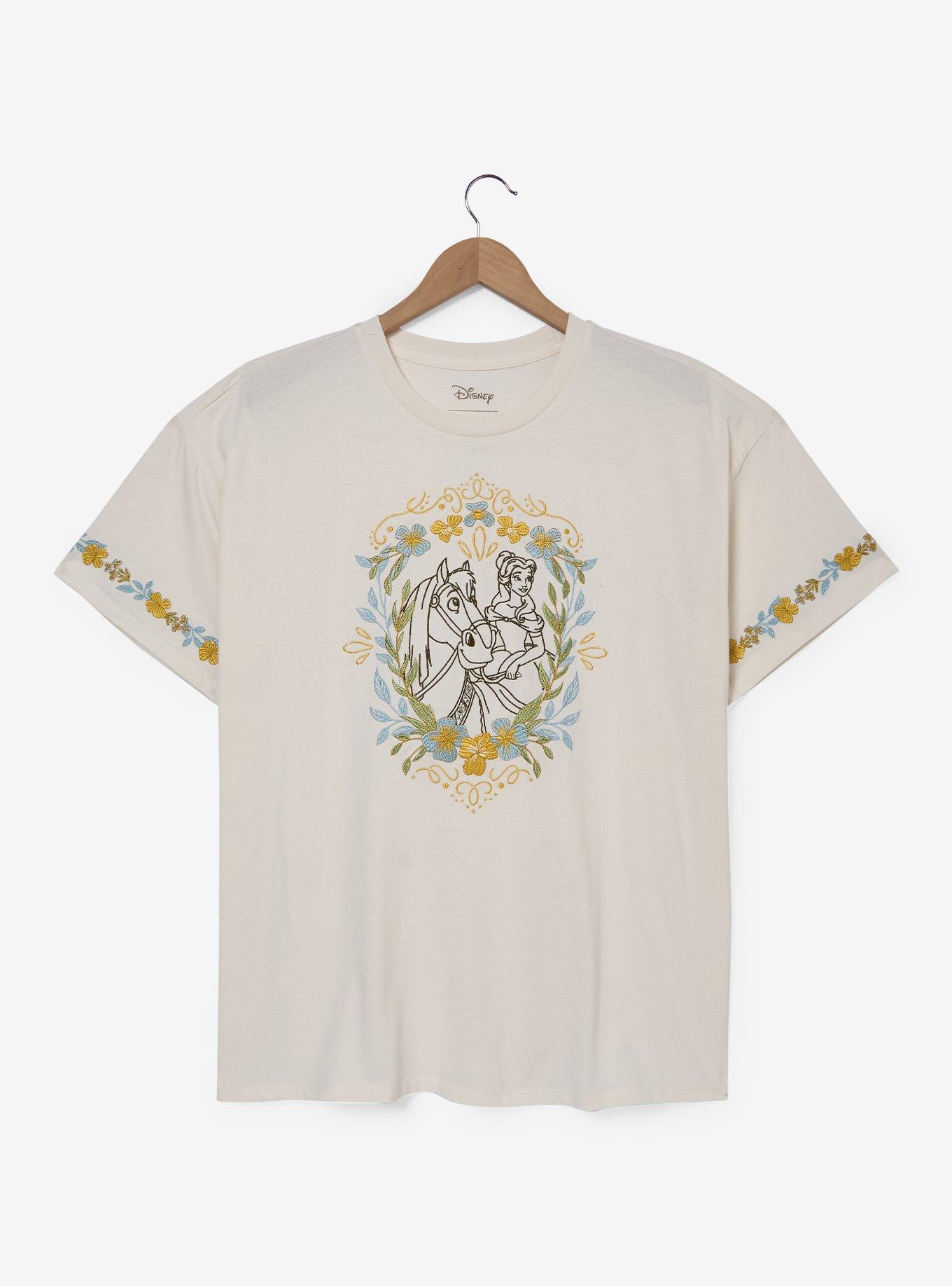 Disney Beauty and the Beast Belle & Phillipe Floral Women's Plus Size T-Shirt &mdash; BoxLunch Exclusive, , hi-res