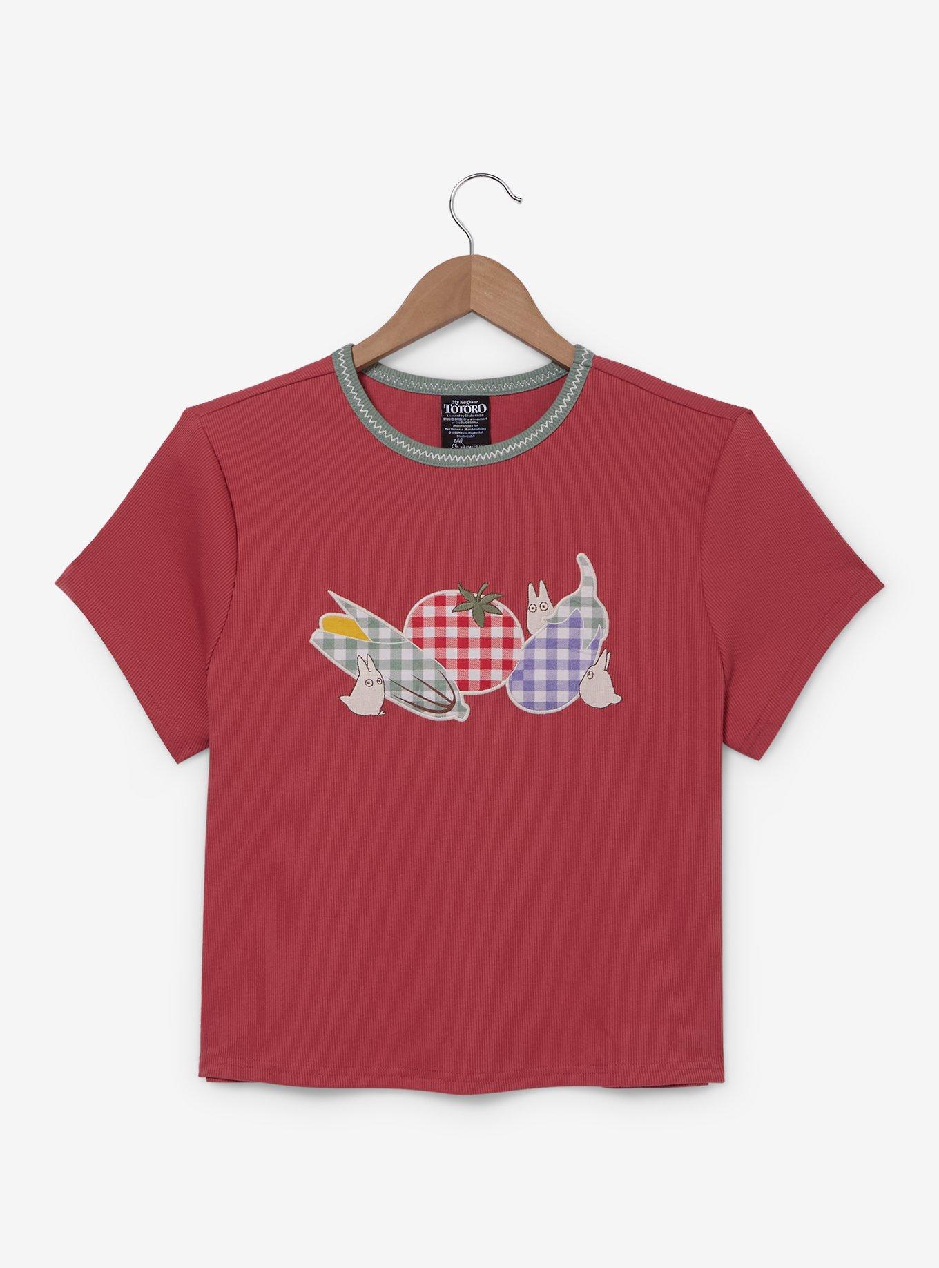 Studio Ghibli&reg; My Neighbor Totoro Gingham Veggies Ribbed Women's Plus Size Cropped T-Shirt - BoxLunch Exclusive , , hi-res