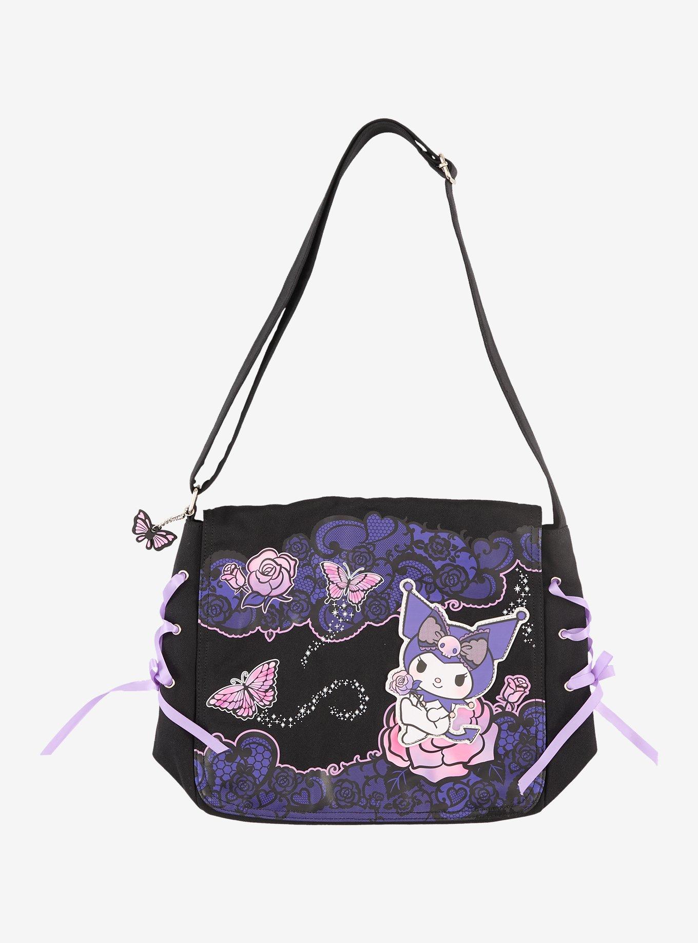 Kuromi Purple Butterfly Garden Ribbon Messenger Bag, , hi-res