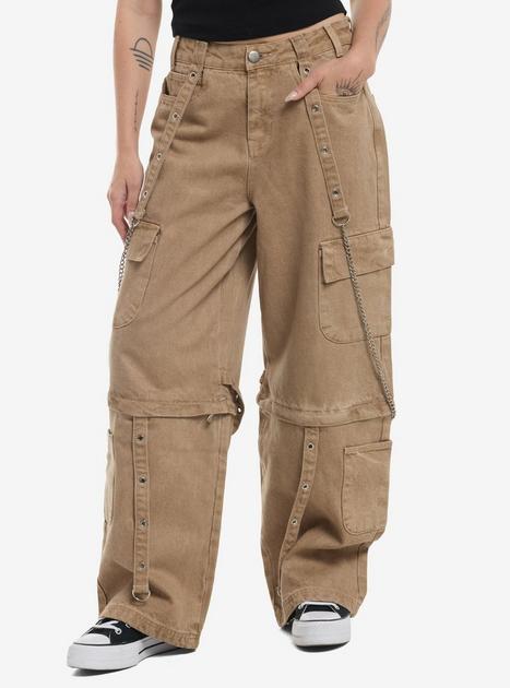 Brown Wash Side Chain Cargo Pants | Hot Topic