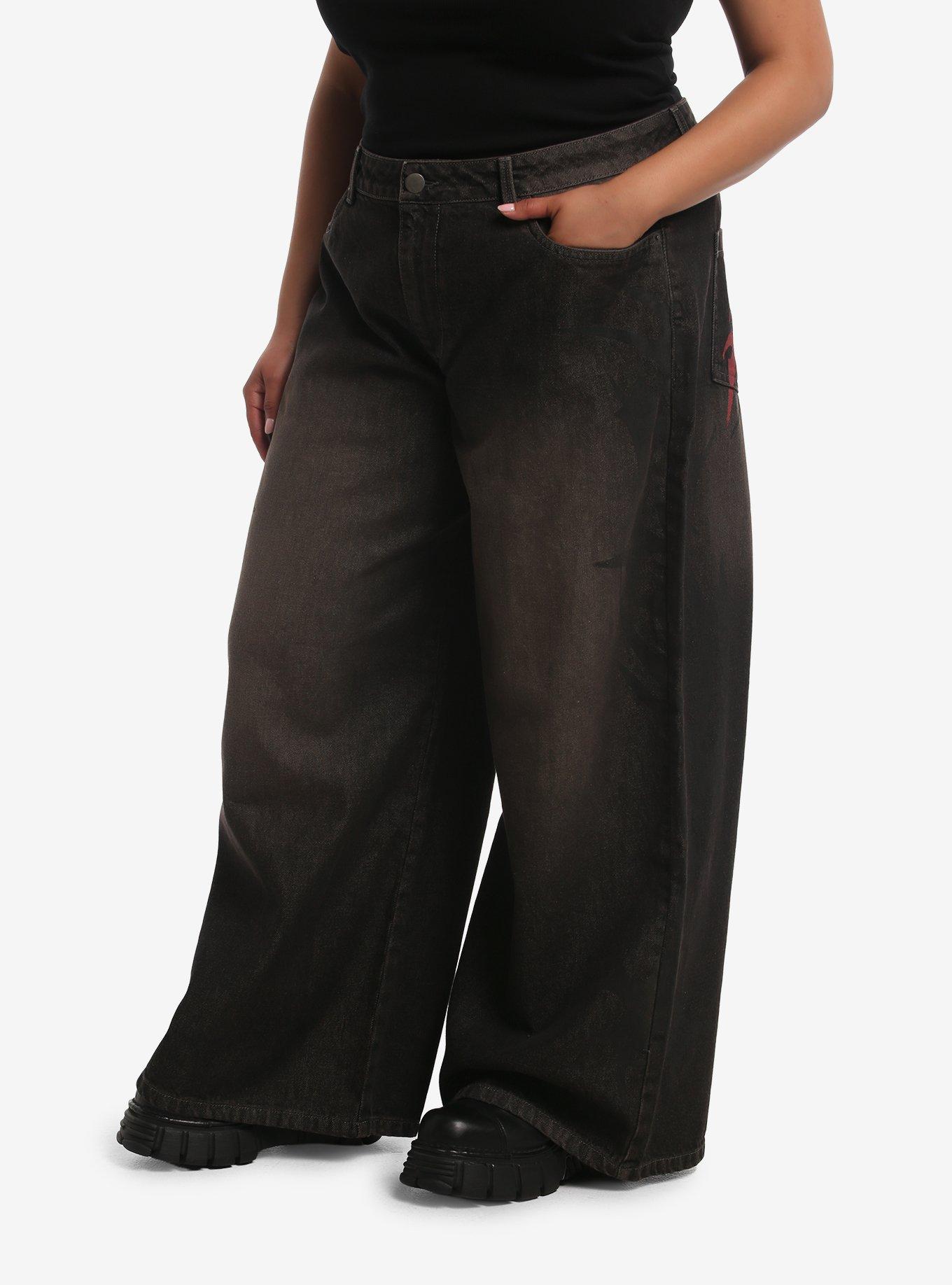 Sinners Dark Wash Wide Leg Jeans Plus Size