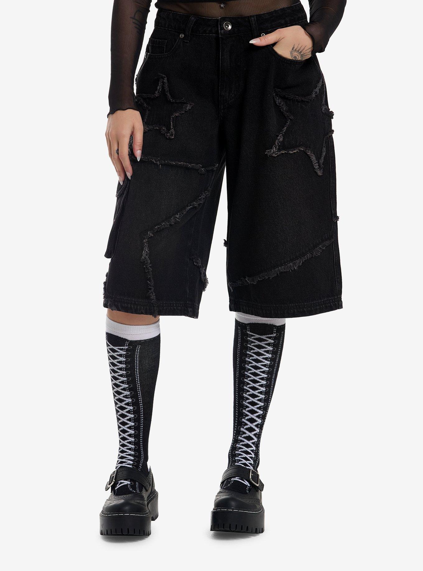 SOCIALCOLLISION Social Collision Black Star Patch Girls Jorts