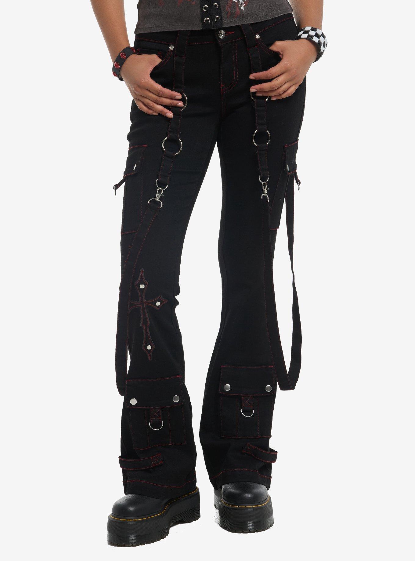 Social Collision O-Ring Suspender Stud Cross Pants, , hi-res