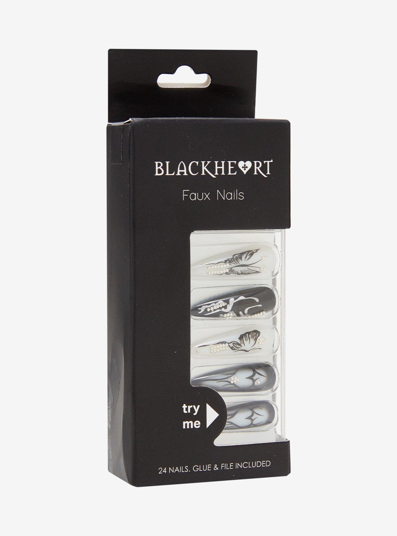 Blackheart Dark Chrome Butterfly Press-On Nail Set, , hi-res