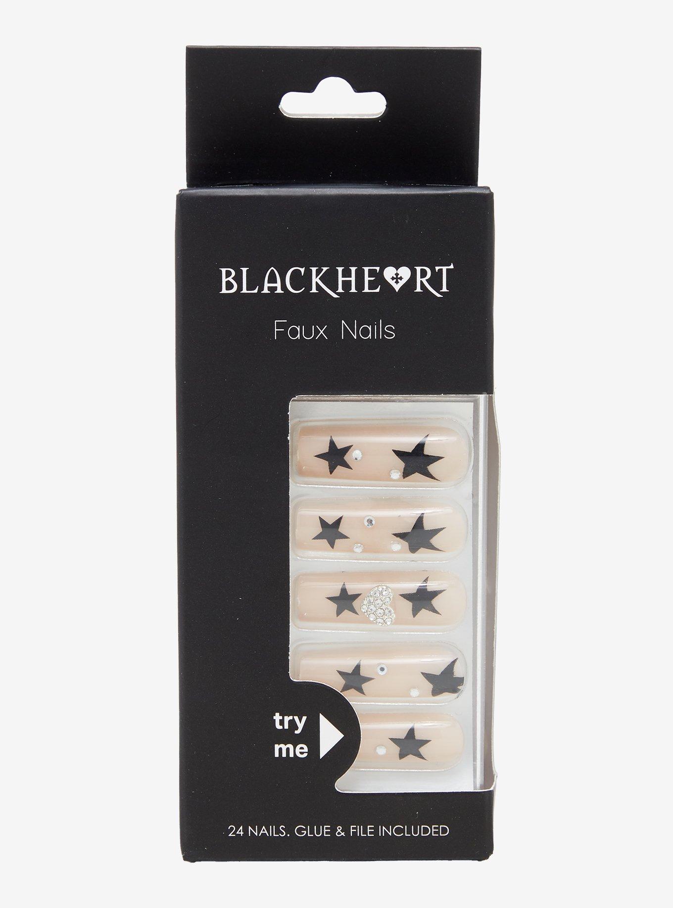 Blackheart Black Star Rhinestone Press-On Nail Set, , hi-res