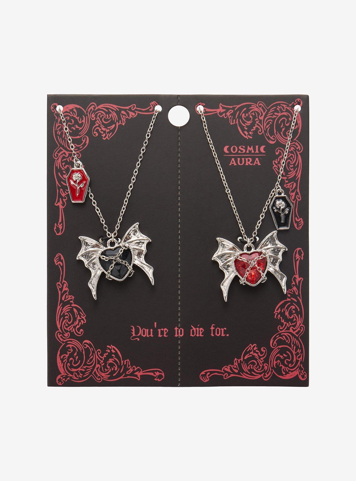 Cosmic Aura Heart Bat Coffin Best Friend Necklace Set, , hi-res