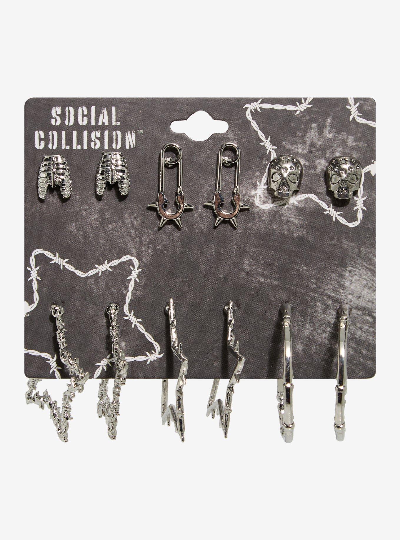 Social Collision Spiky Star Earring Set, , hi-res
