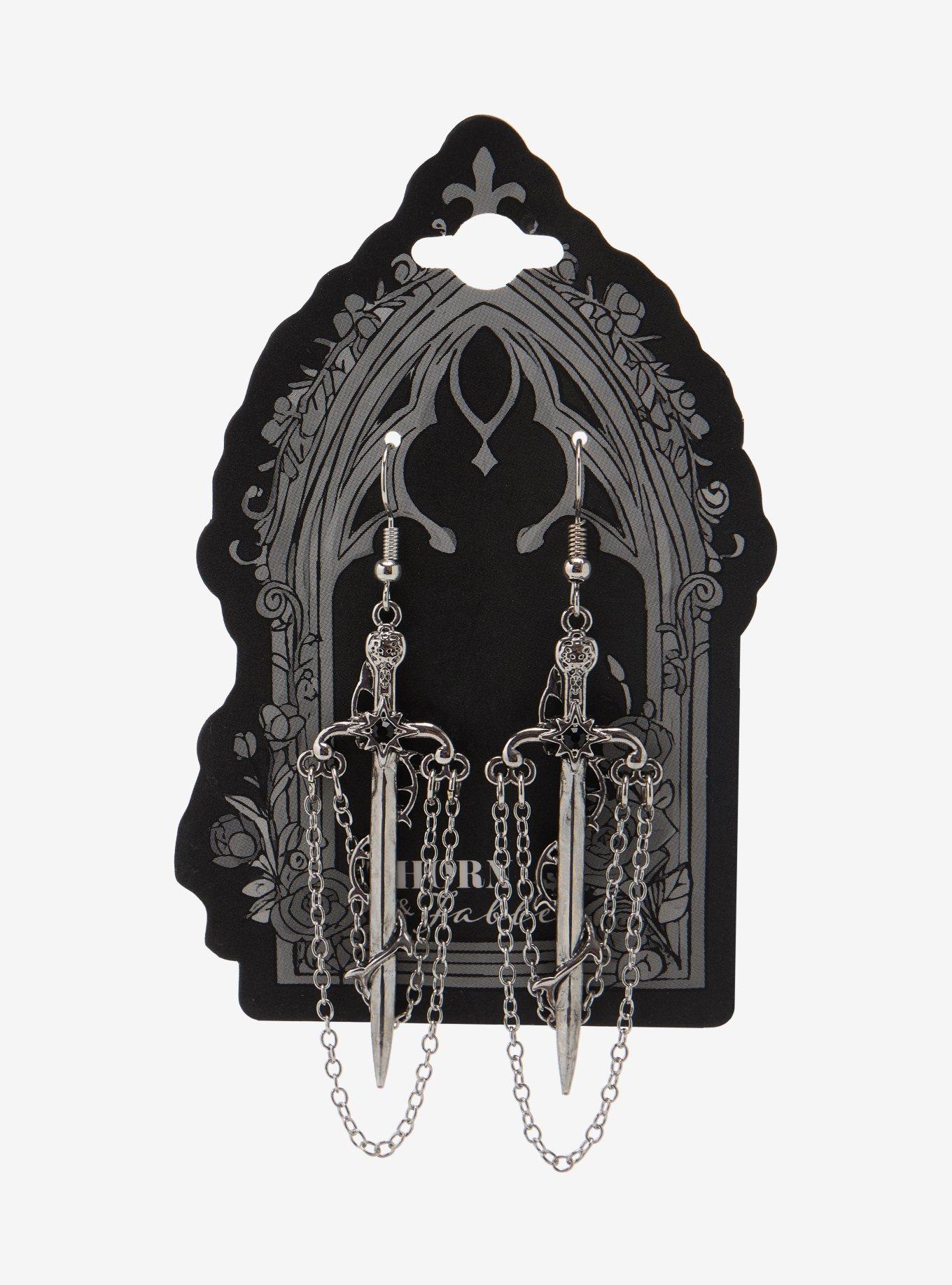 Thorn & Fable Dagger Chains Drop Earrings, , hi-res