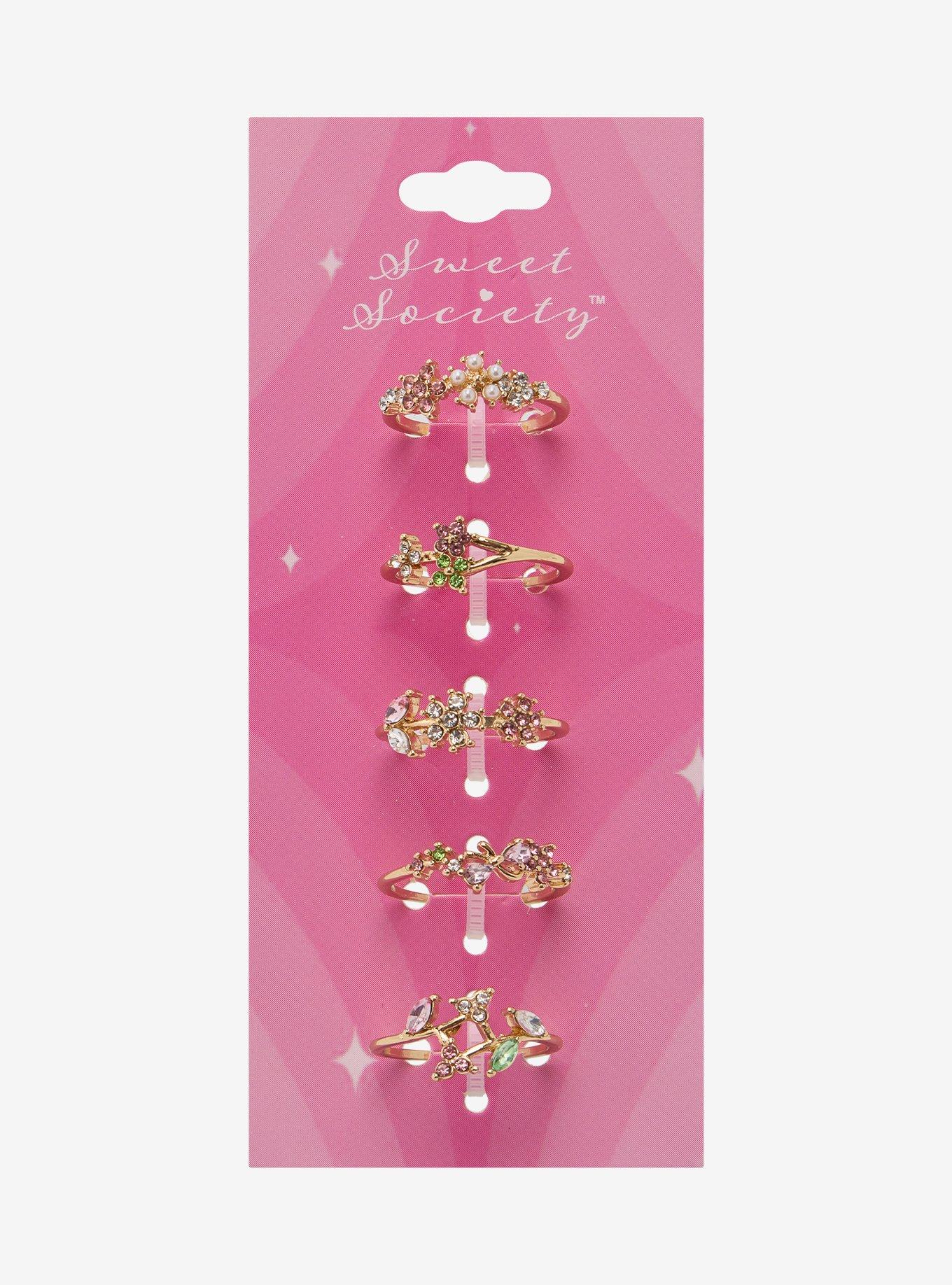 Sweet Society Floral Butterfly Ring Set, , hi-res