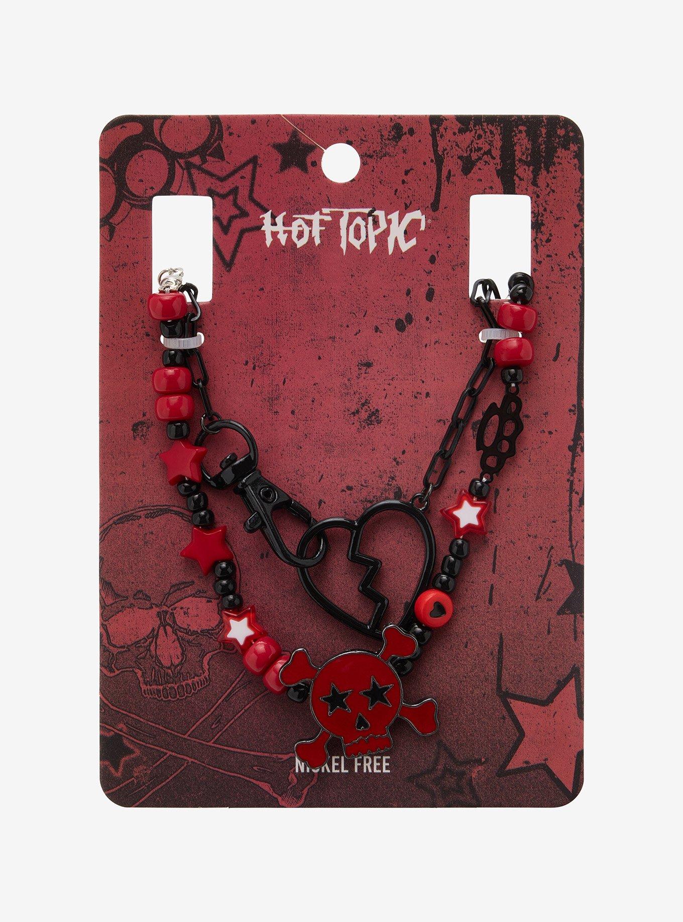 Skull & Crossbones Broken Heart Charm Necklace Set, , hi-res