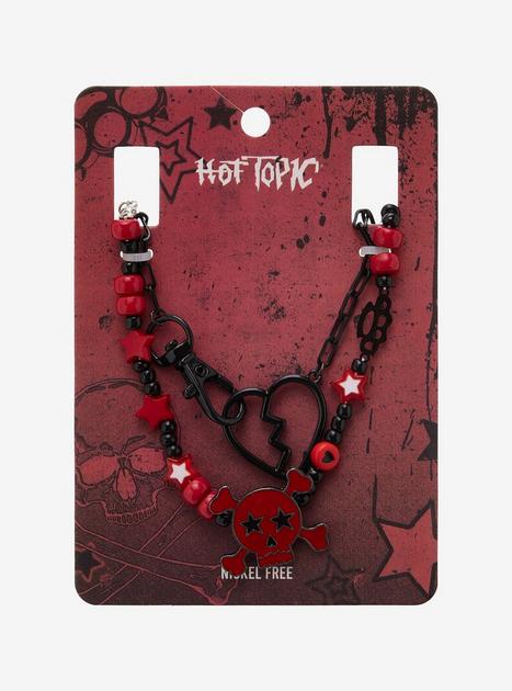 Skull & Crossbones Broken Heart Charm Necklace Set | Hot Topic