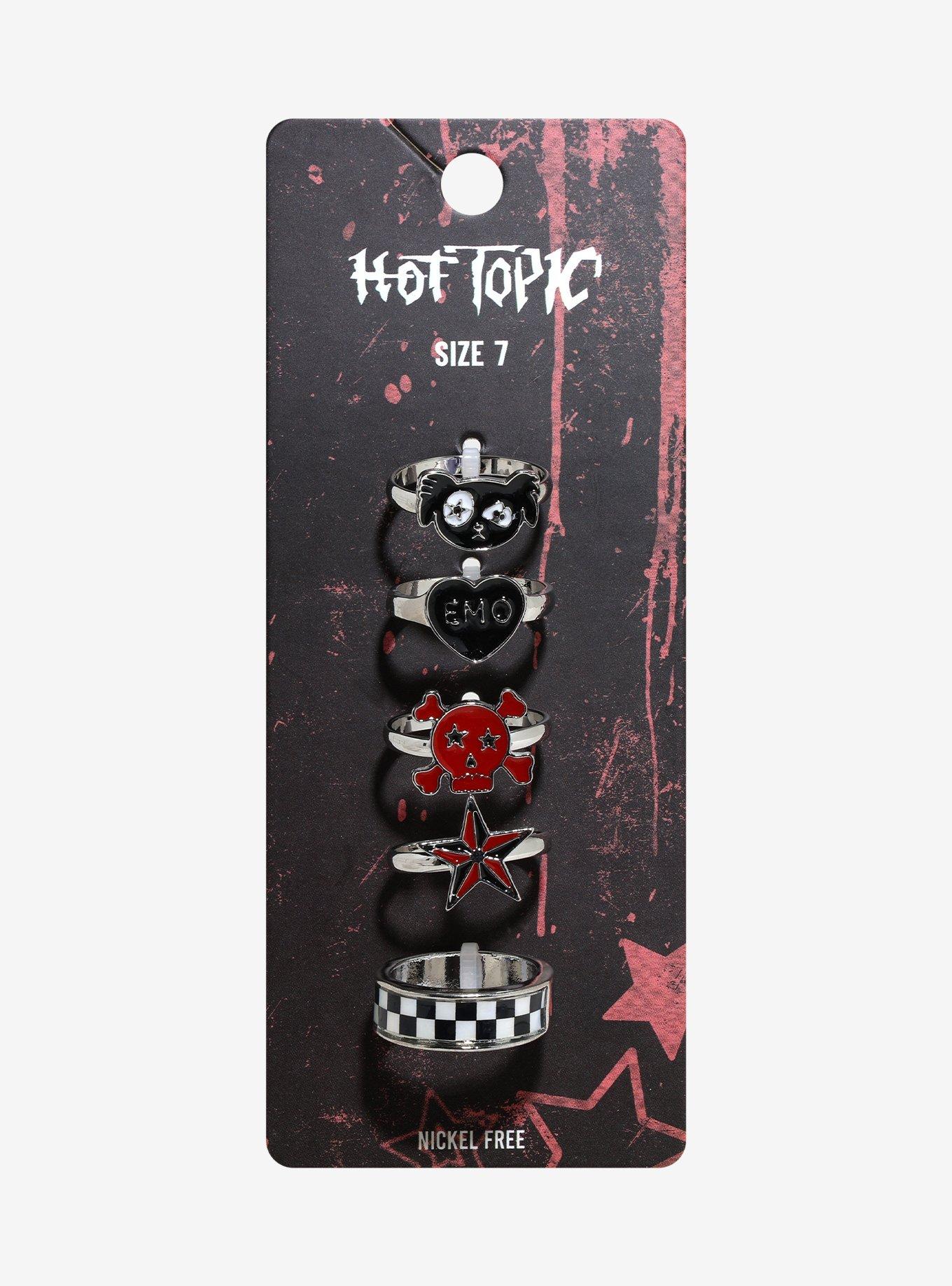 Emo Skull Icons Ring Set, , hi-res