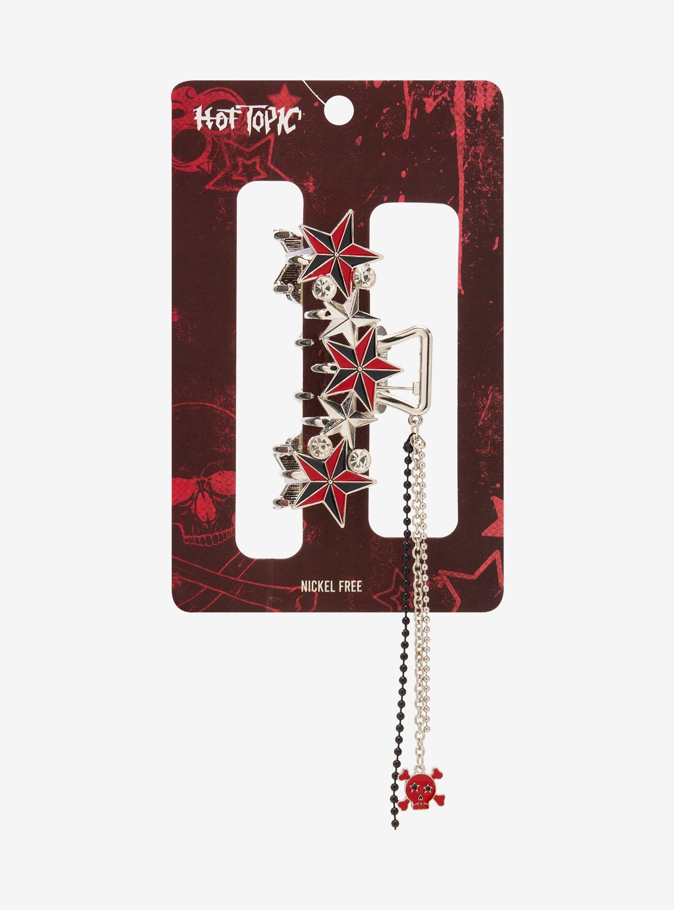 Red & Black Star Claw Hair Clip, , hi-res