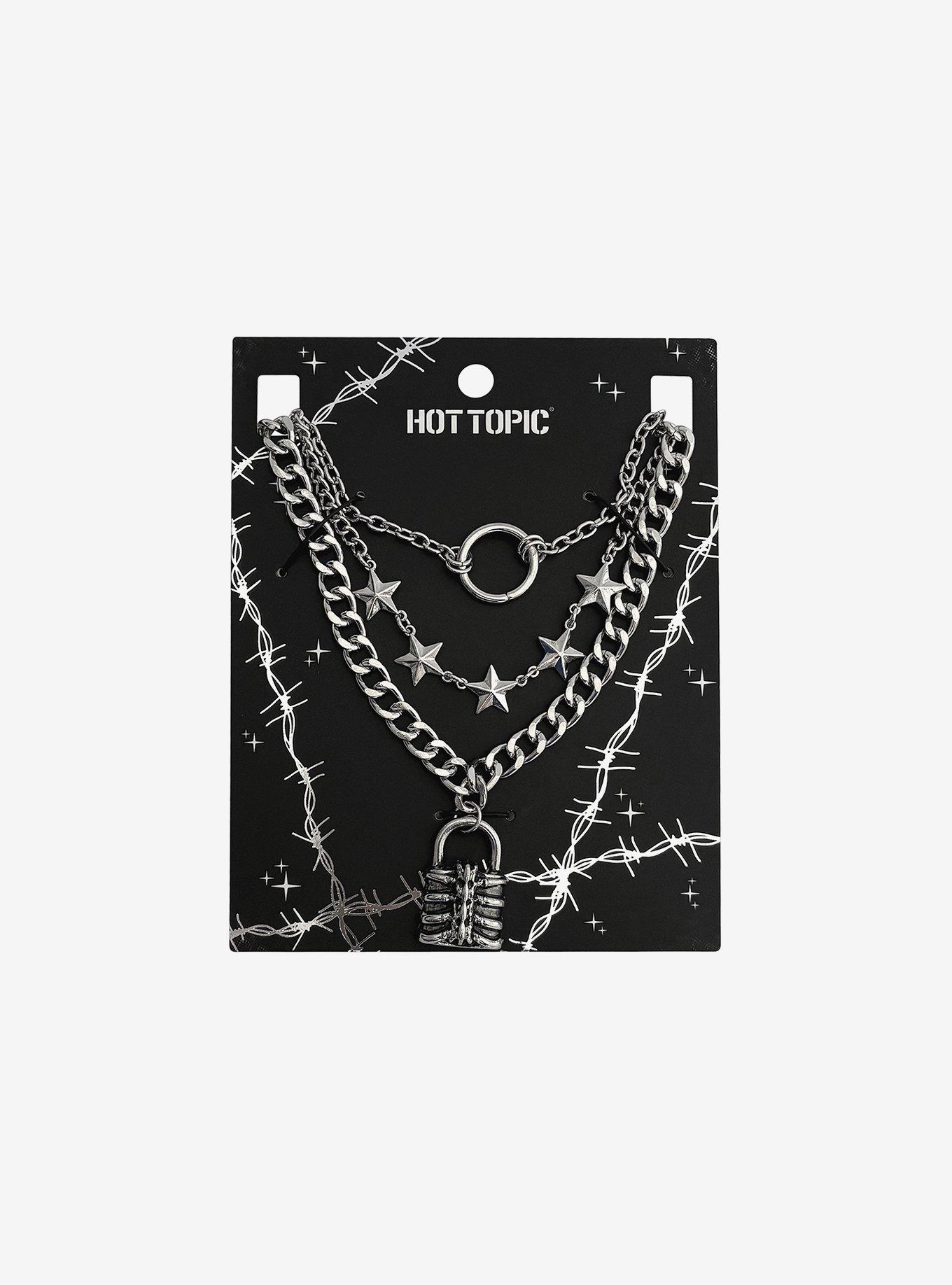 Rib Cage Padlock Star Necklace Set, , hi-res