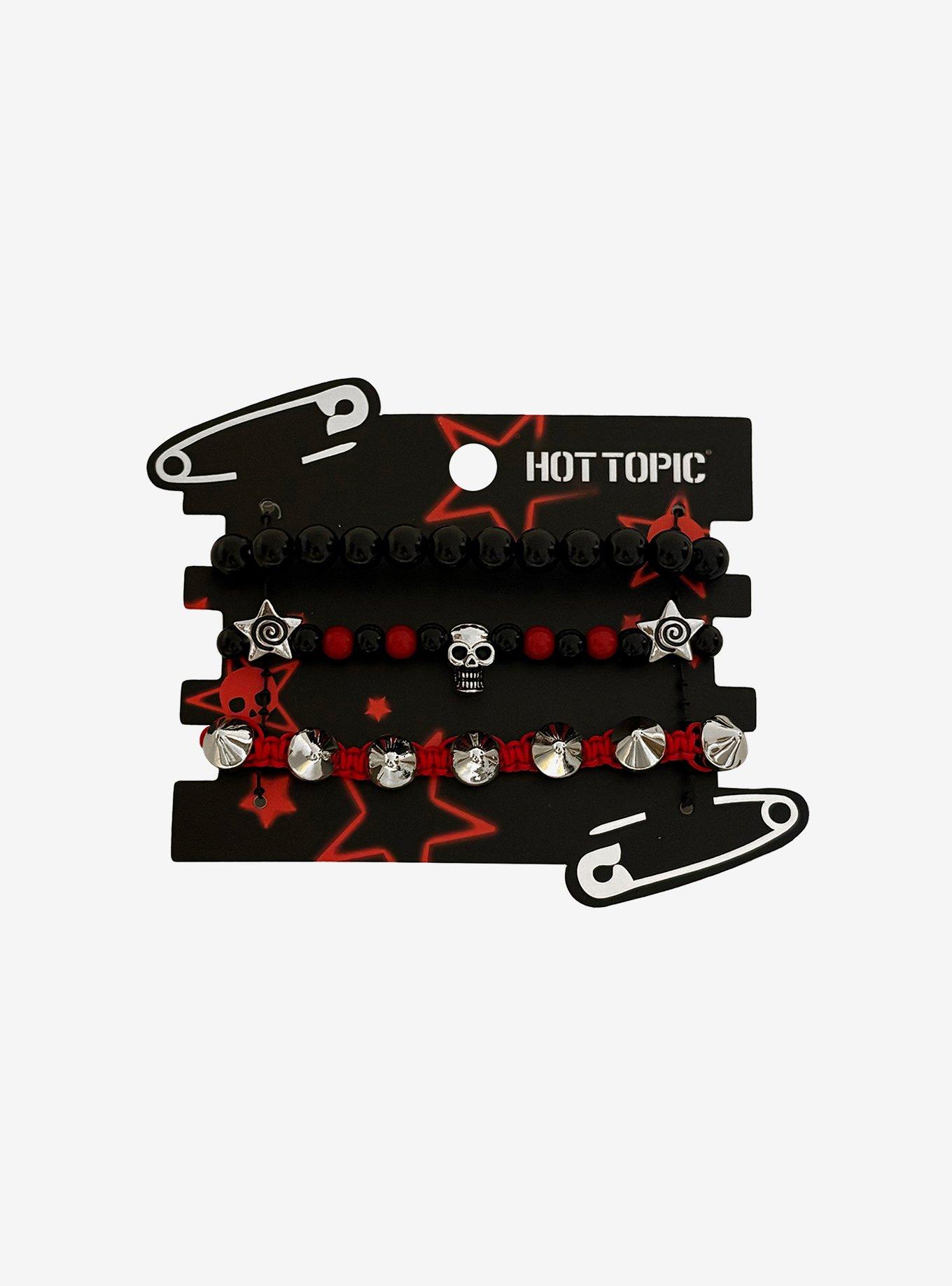 Spike & Skull Beaded Bracelet Set, , hi-res