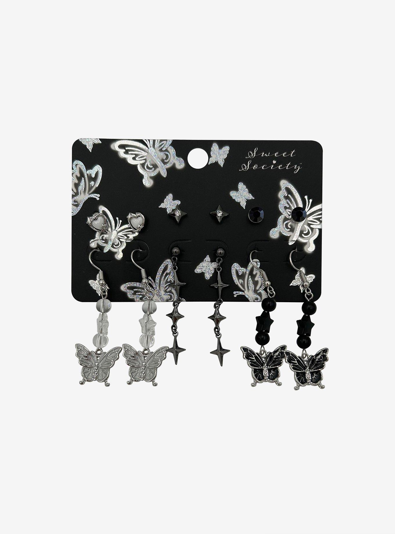 Sweet Society Monochrome Butterfly Star Earring Set, , hi-res