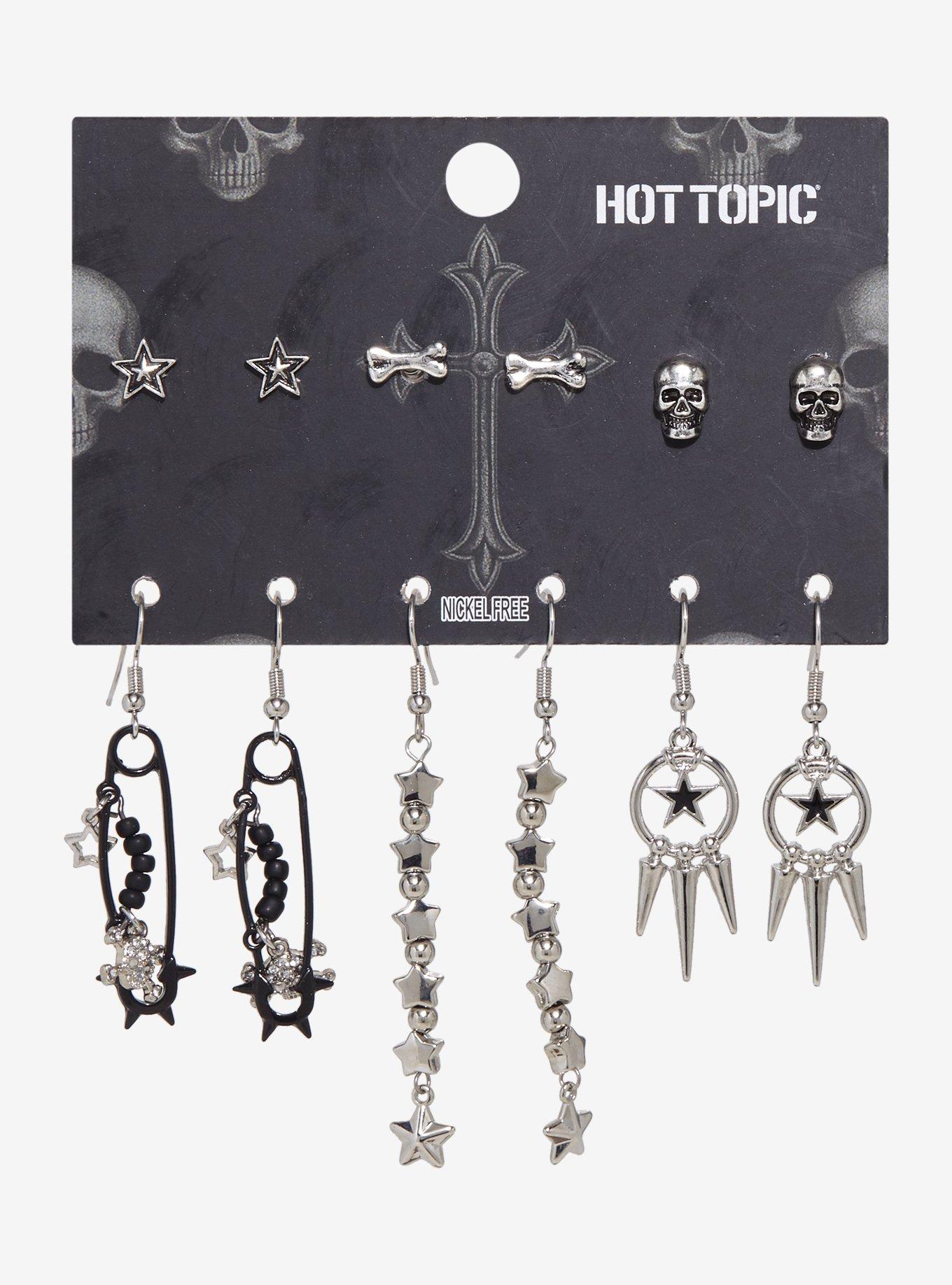Star Spike Skull Earring Set, , hi-res
