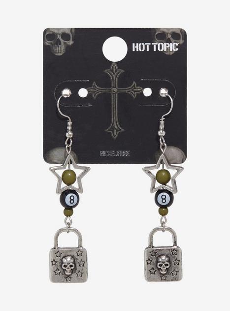 Skull Padlock Star Earrings | Hot Topic
