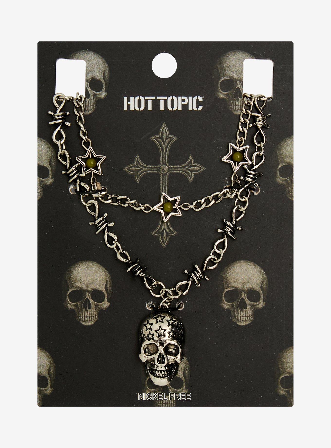 Stars & Skulls Barbed Wire Necklace Set, , hi-res