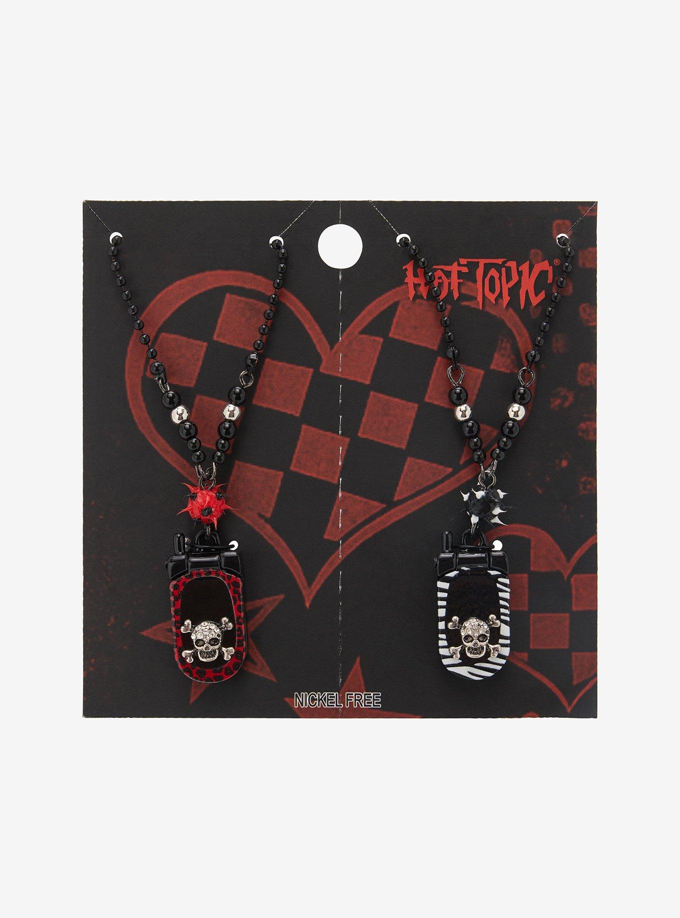Skull Animal Print Flip Phone Best Friend Necklace Set, , hi-res
