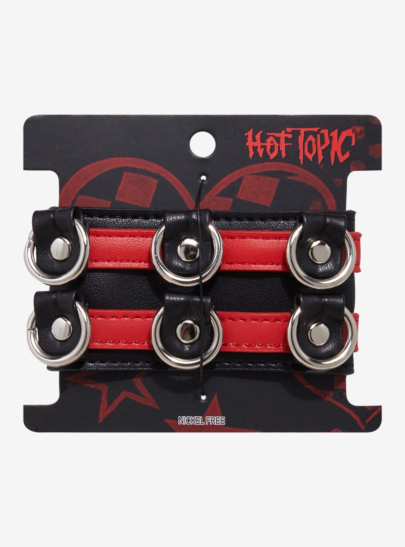 Black & Red Stripe O-Ring Cuff Bracelet, , hi-res