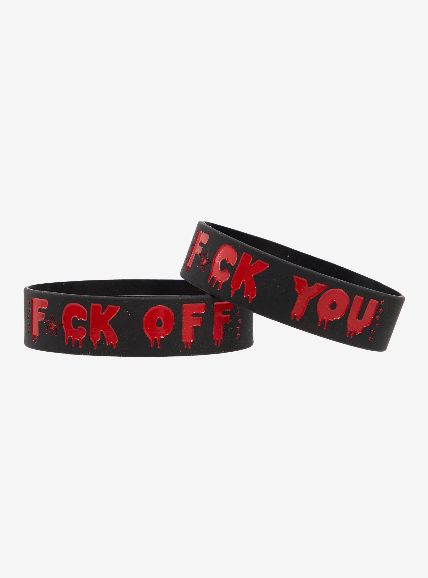 Black & Red F*ck Off Best Friend Rubber Bracelet Set, , hi-res