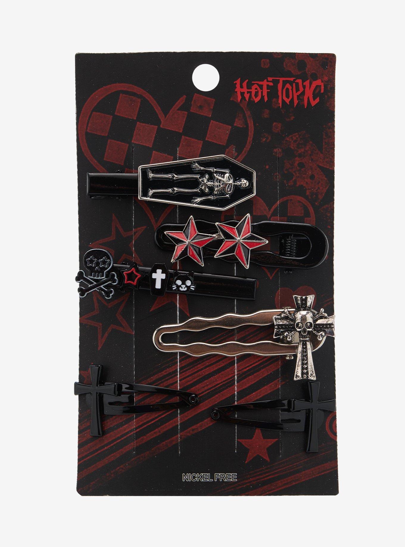 Skull Coffin Cross Hair Clip Set, , hi-res