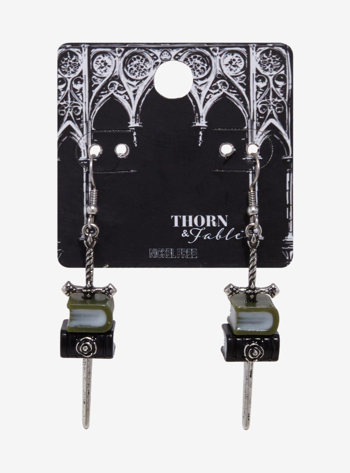 Thorn & Fable Book Dagger Drop Earrings, , hi-res