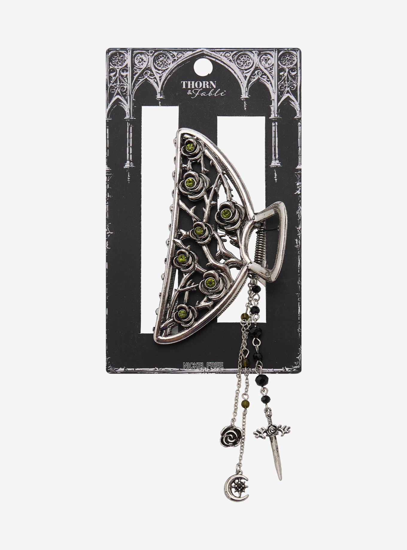 Thorn & Fable Green Rose Thorn Claw Hair Clip, , hi-res