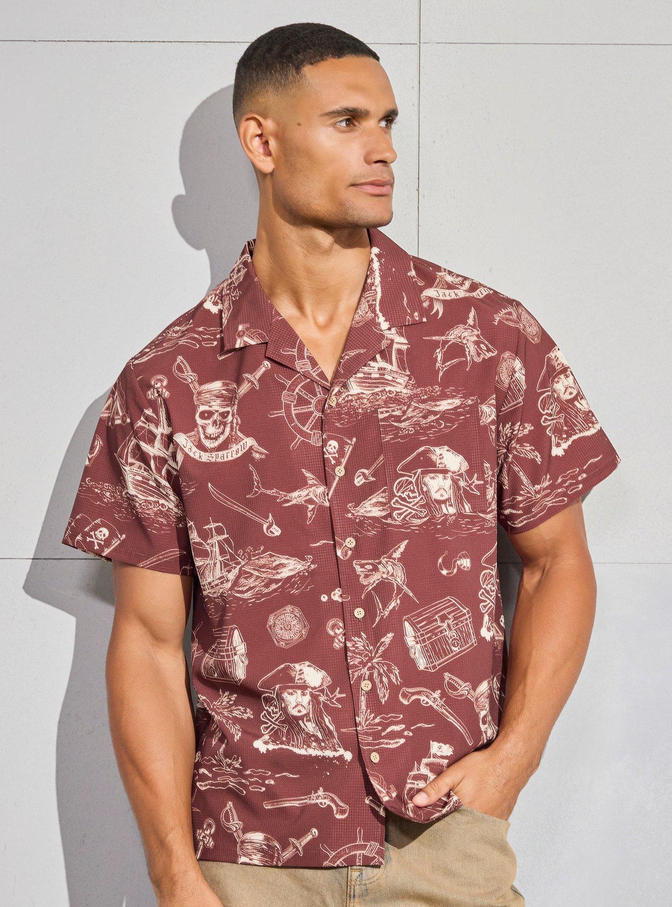 Disney Pirates of the Caribbean Icons Allover Print Woven Button-Up - BoxLunch Exclusive