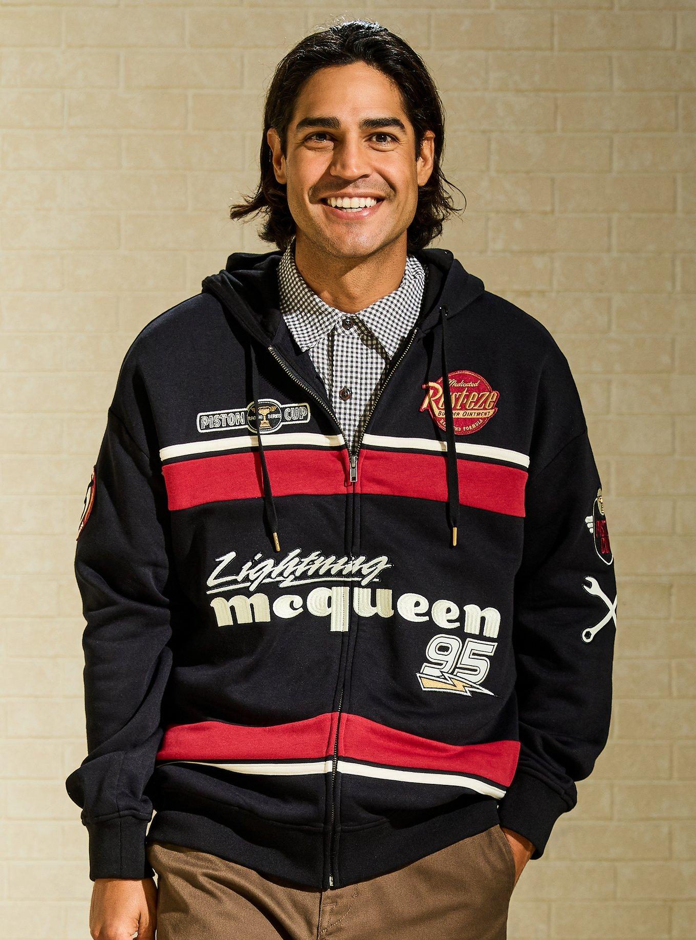 Disney Pixar Cars Lightning McQueen Patches Zip Hoodie &mdash; BoxLunch Exclusive, , hi-res