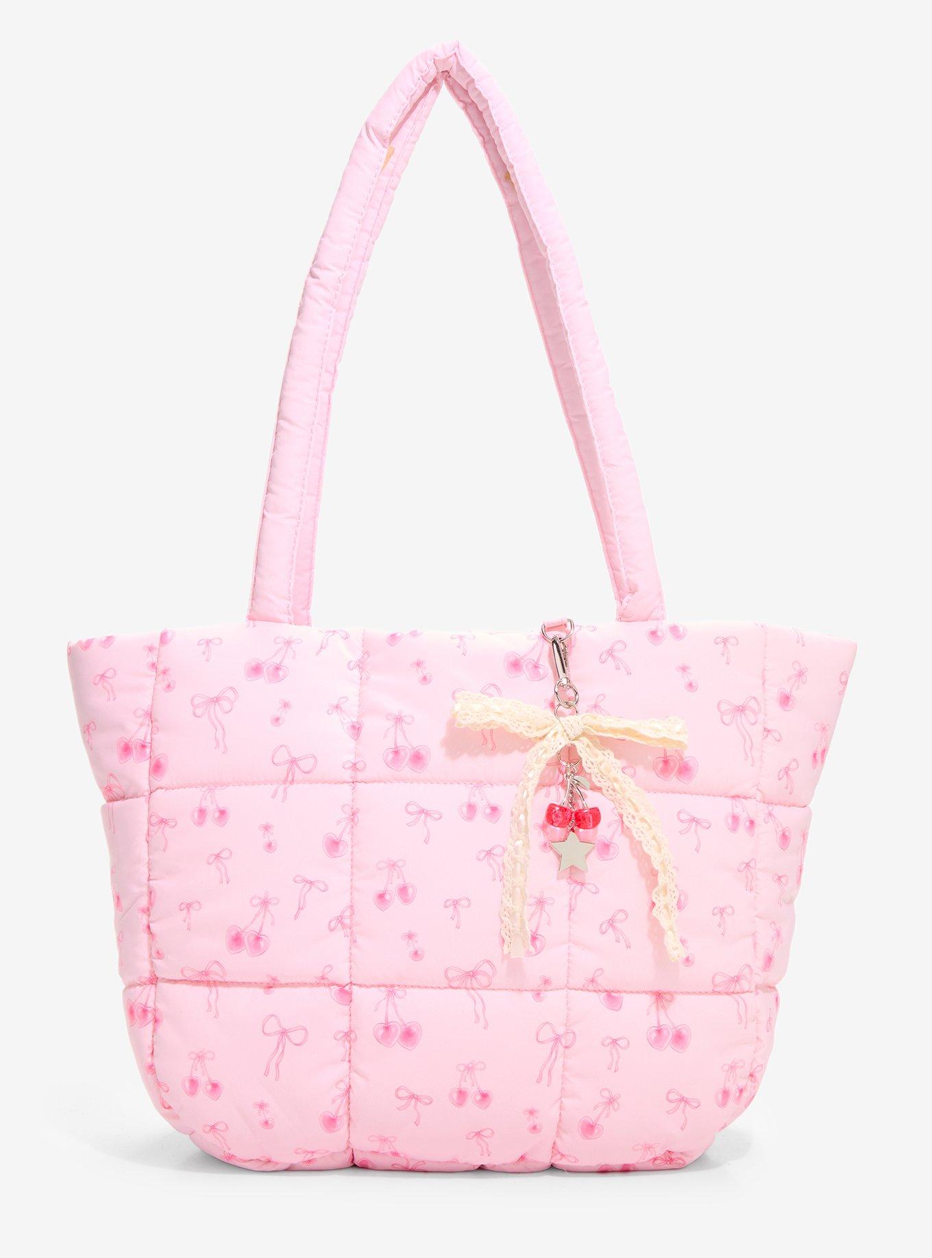Pink Cherry Puffer Tote Bag | Hot Topic