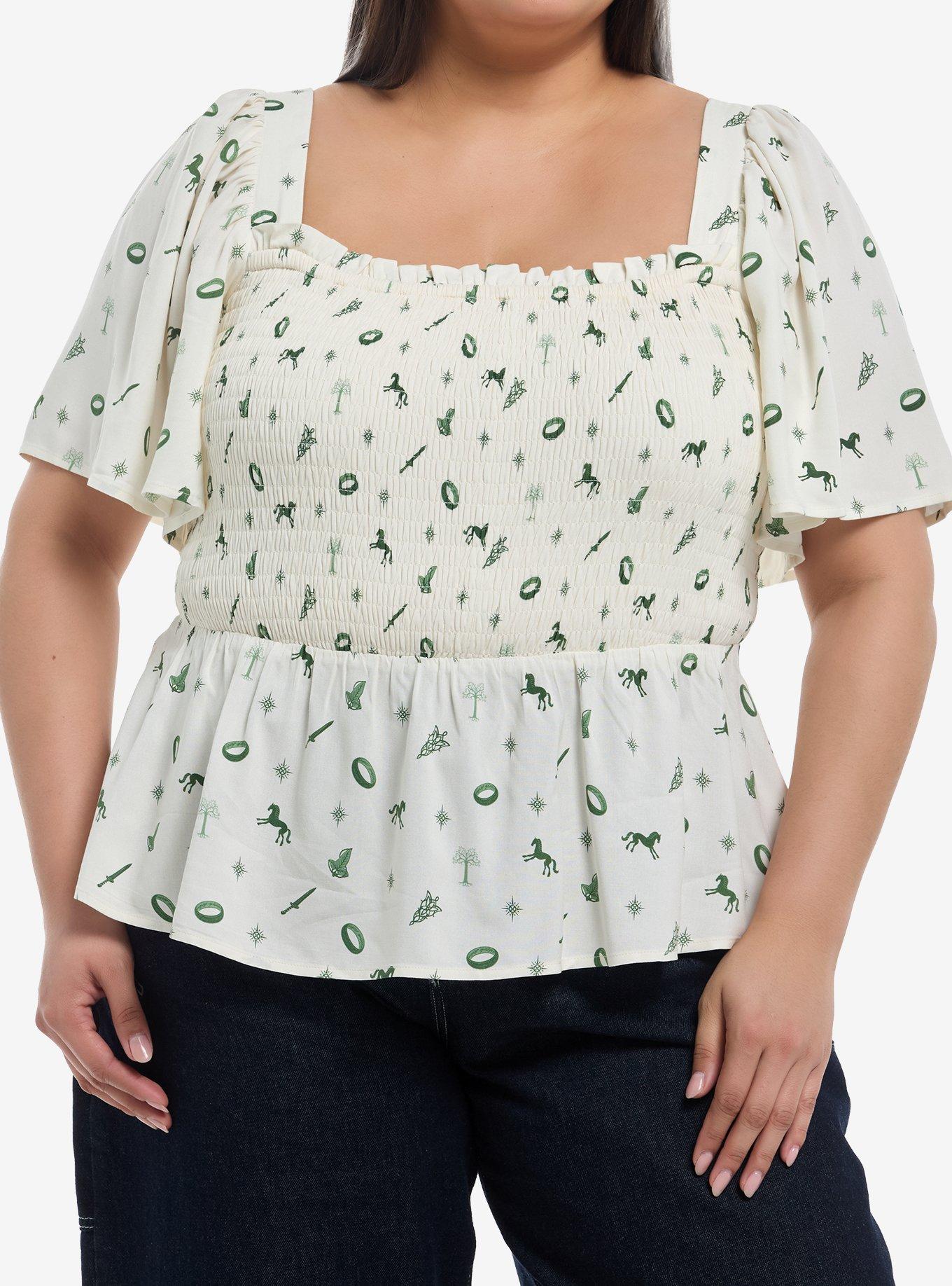 Her Universe The Lord Of The Rings Icons Flutter Sleeve Top Plus Size Her Universe Exclusive, , hi-res