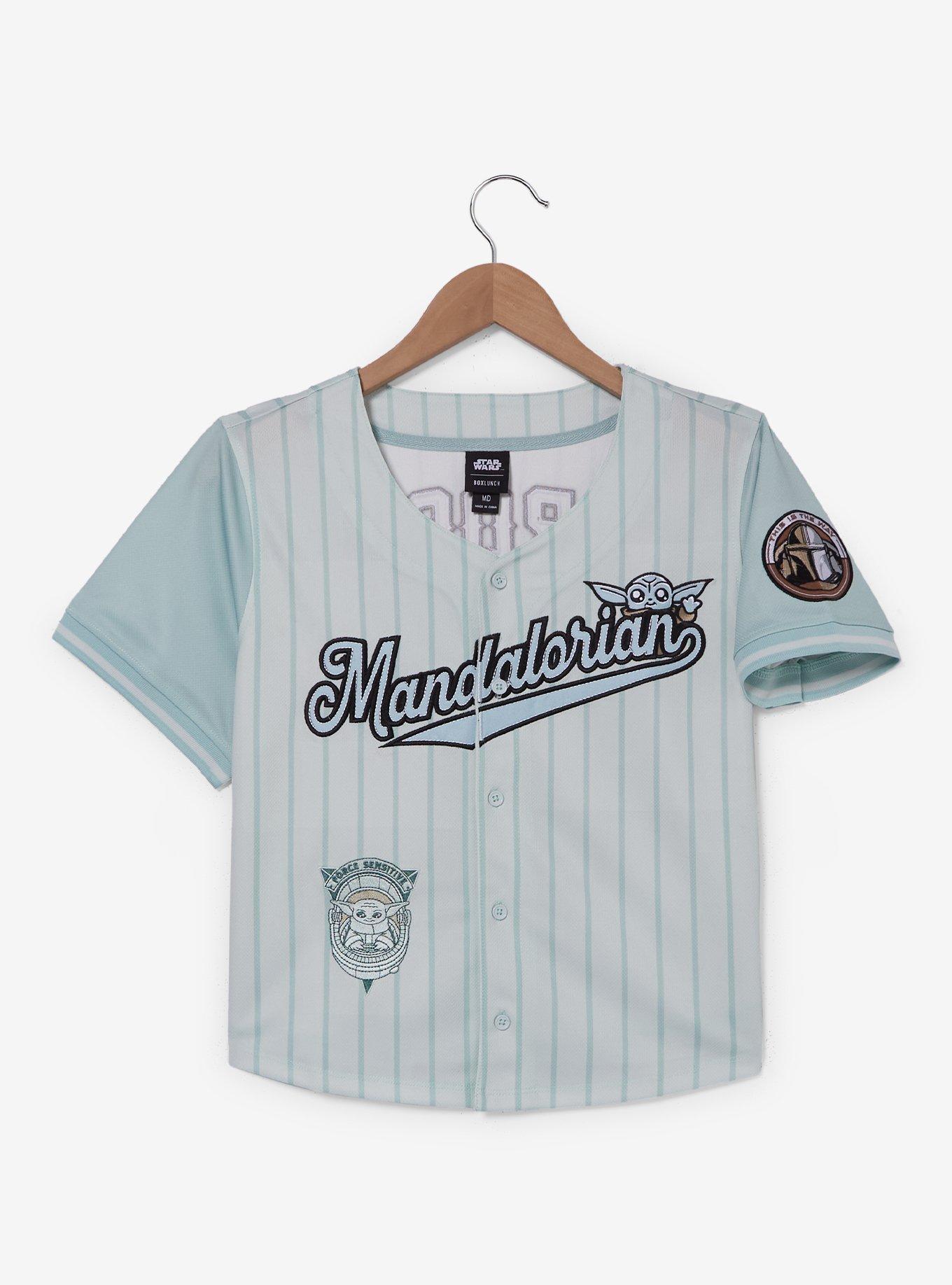 Star Wars The Mandalorian Grogu Women's Cropped Striped Baseball Jersey - BoxLunch Exclusive, , hi-res