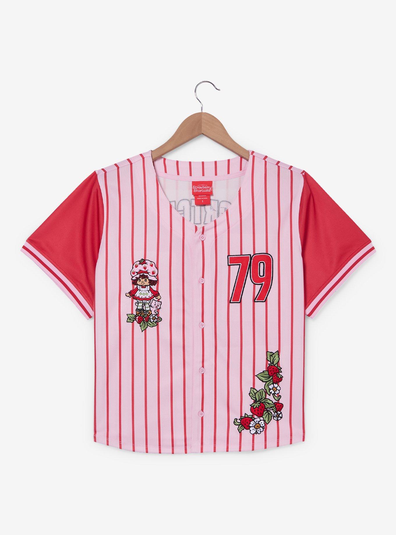Strawberry Shortcake Women's Plus Size Cropped Baseball Jersey &mdash; BoxLunch Exclusive, , hi-res
