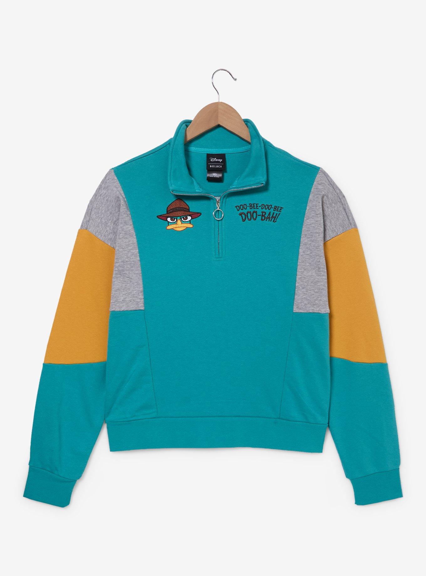 Disney Phineas & Ferb Perry The Platypus Women's Quarter-Zip Crewneck - BoxLunch Exclusive, , hi-res
