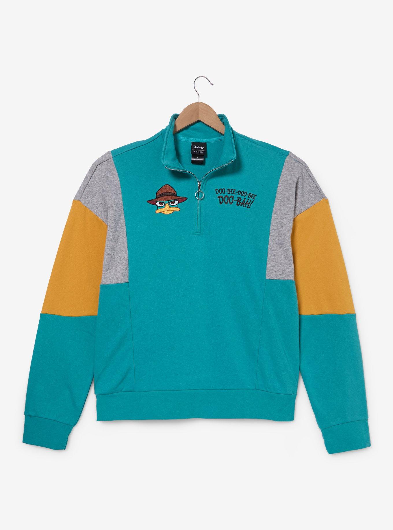 Disney Phineas & Ferb Perry The Platypus Women's Plus Size Quarter-Zip Crewneck - BoxLunch Exclusive, , hi-res