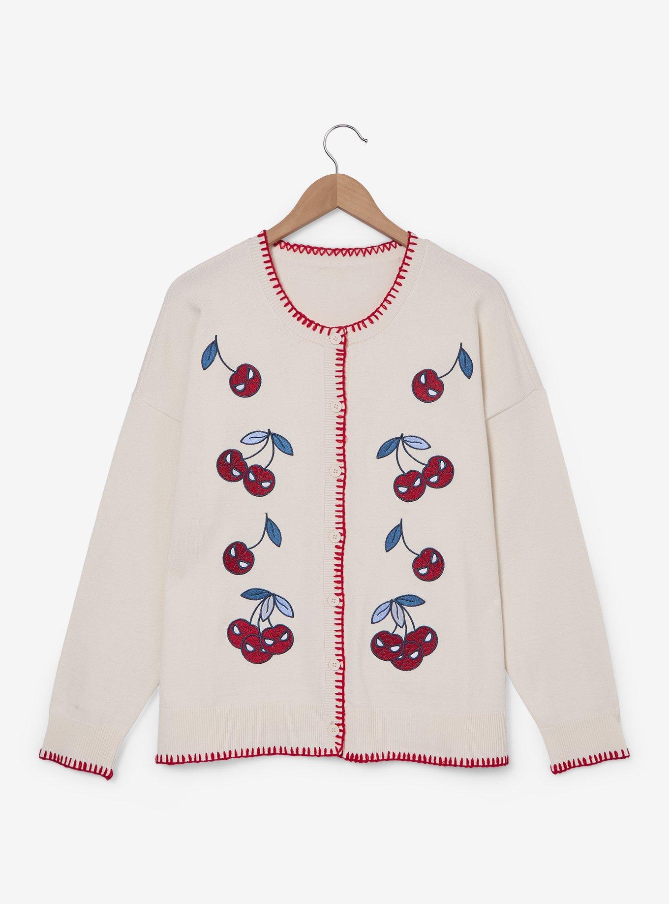 Marvel Spider-Man Mask Cherries Women's Plus Size Cardigan