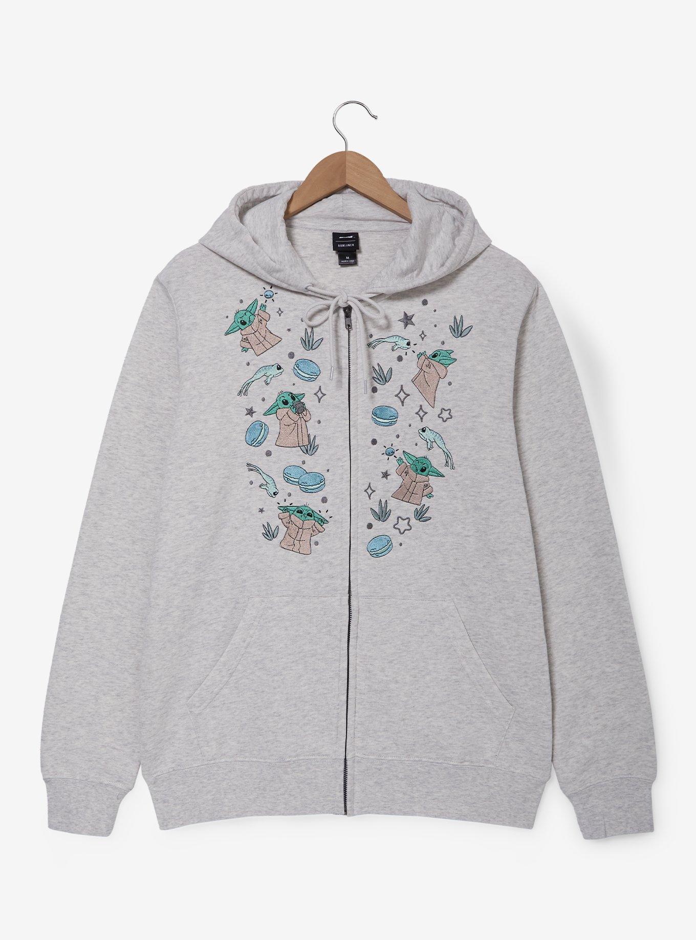 Star Wars The Mandalorian Grogu & Frogs Embroidered Zippered Hoodie - BoxLunch Exclusive, , hi-res