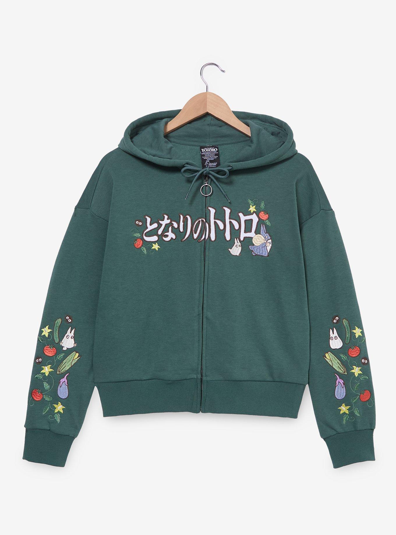Studio Ghibli&reg; My Neighbor Totoro Veggies Embroidered Women's Cropped Zippered Hoodie - BoxLunch Exclusive, , hi-res