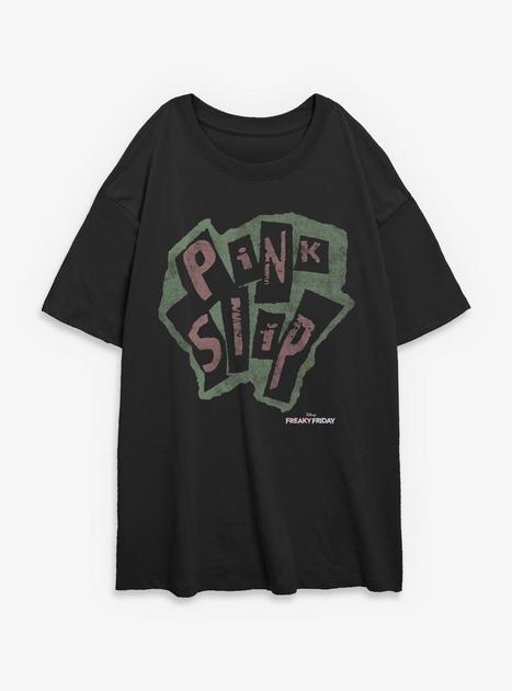 Disney Freaky Friday Pink Slip Logo Girls Oversized T-Shirt - BLACK ...