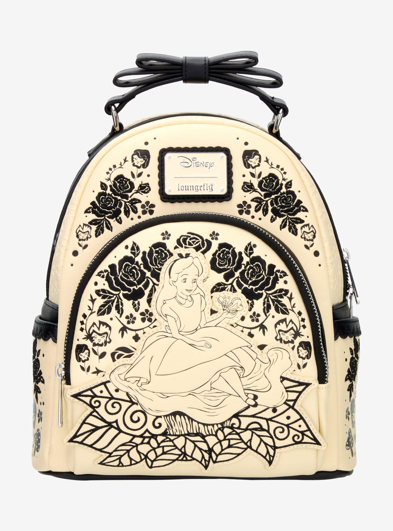 Loungefly Disney Alice In Wonderland Black & White Floral Mini Backpack, , hi-res