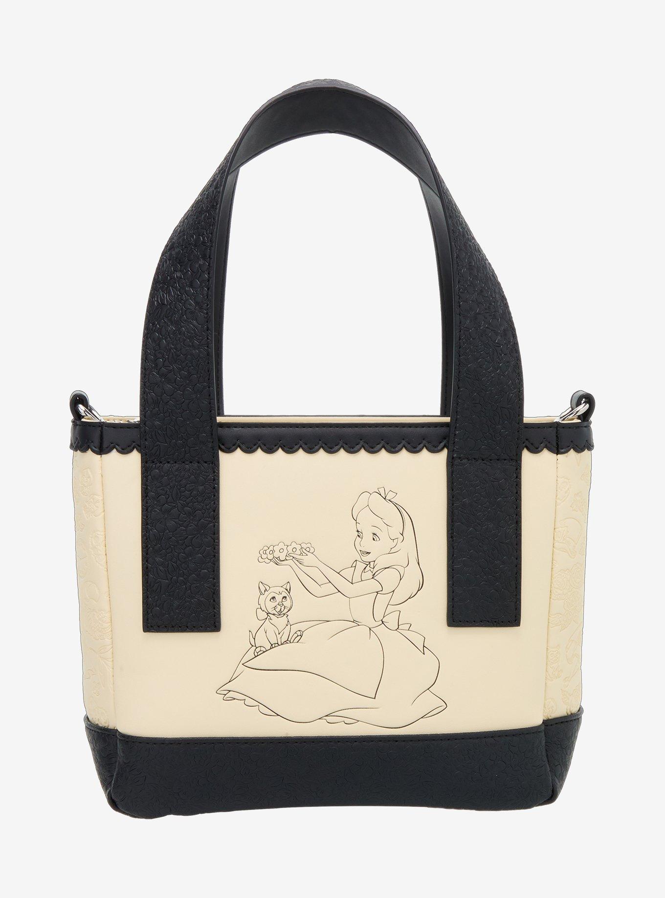 Loungefly Disney Alice In Wonderland Black & White Floral Crossbody Tote Bag, , hi-res