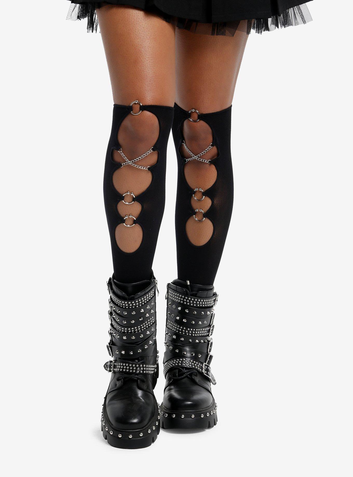 Chain Hardware Knee-High Socks, , hi-res