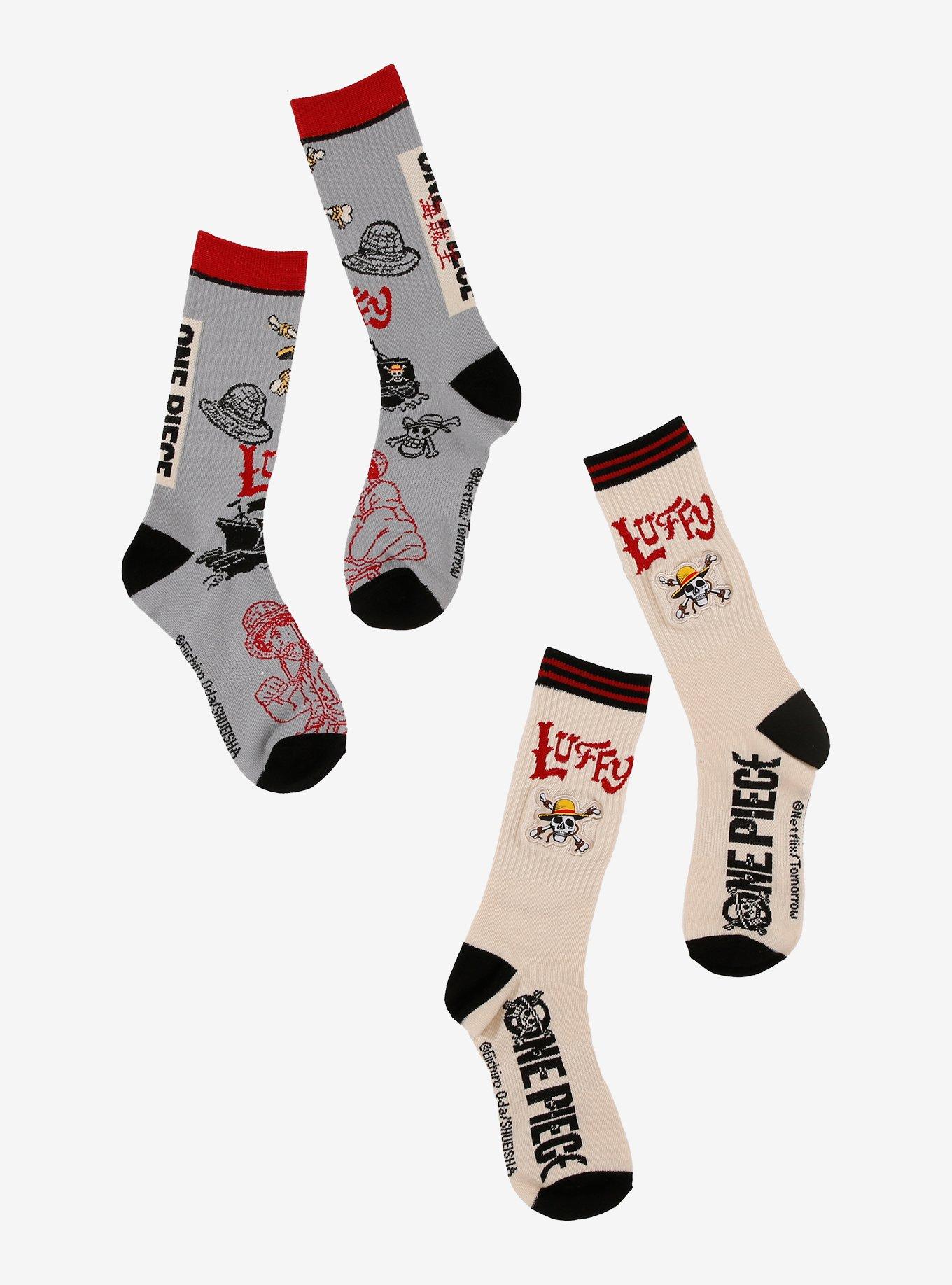 One Piece Luffy Name Crew Socks 2 Pair, , hi-res