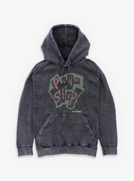 Disney Freaky Friday Pink Slip Logo Mineral Wash Hoodie - BLACK | Hot Topic