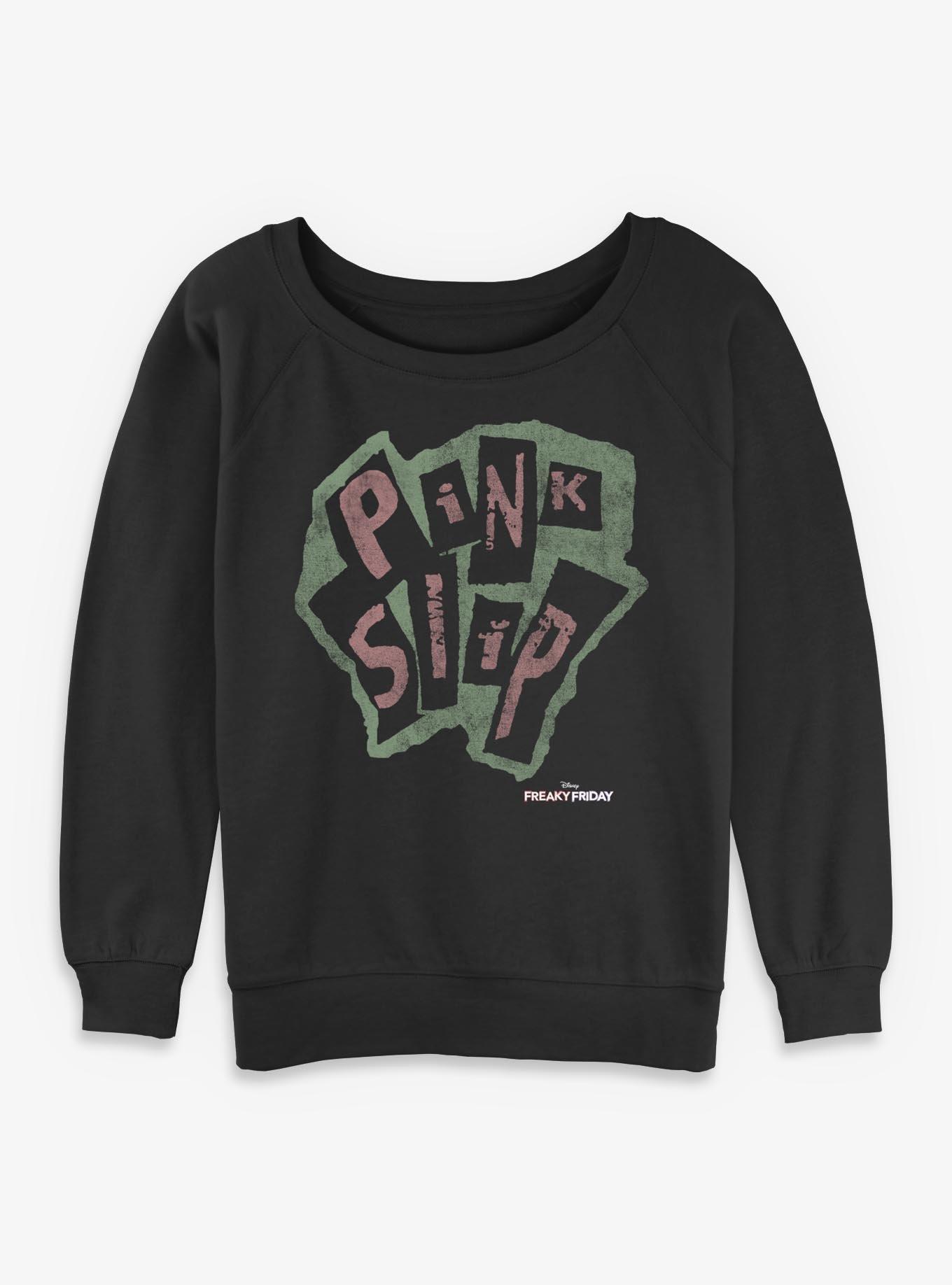 Disney Freaky Friday Pink Slip Logo Girls Slouchy Sweatshirt, , hi-res