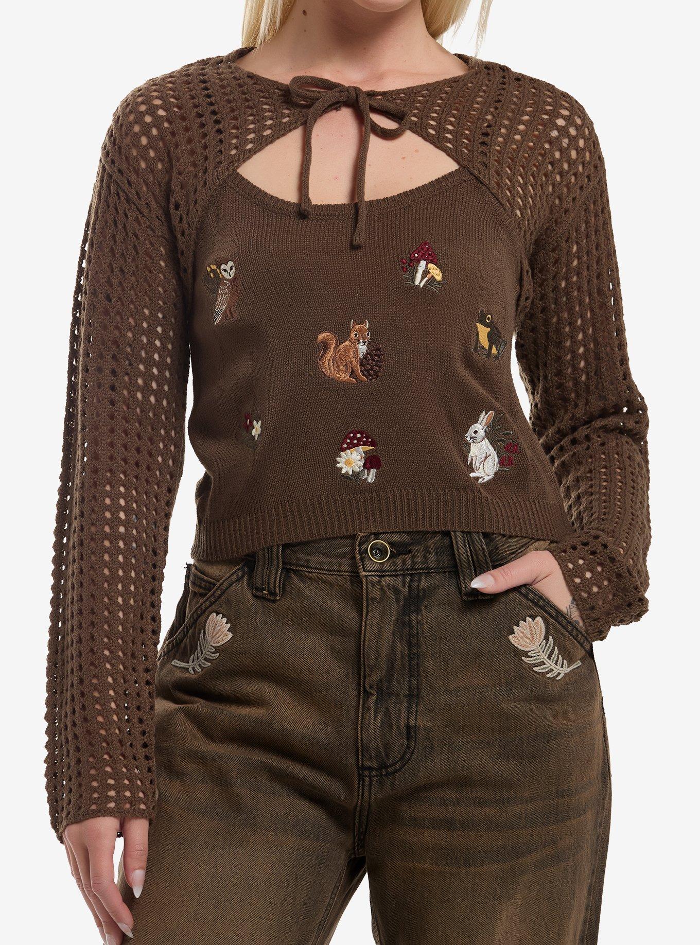 Thorn & Fable Woodland Critters Girls Knit Cami &  Shrug Set, , hi-res