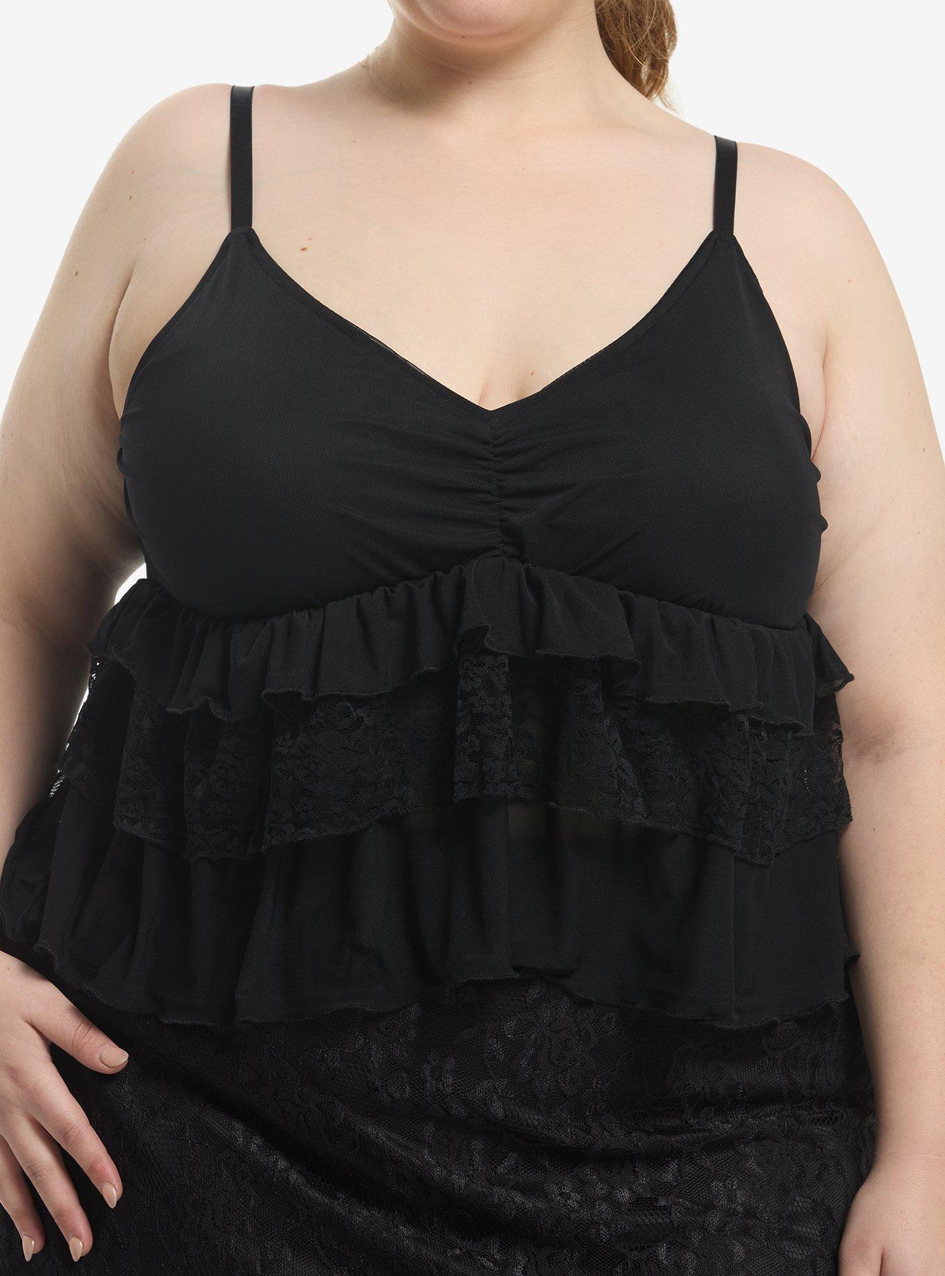 Cosmic Aura Black Tiered Cami Plus Size, , hi-res