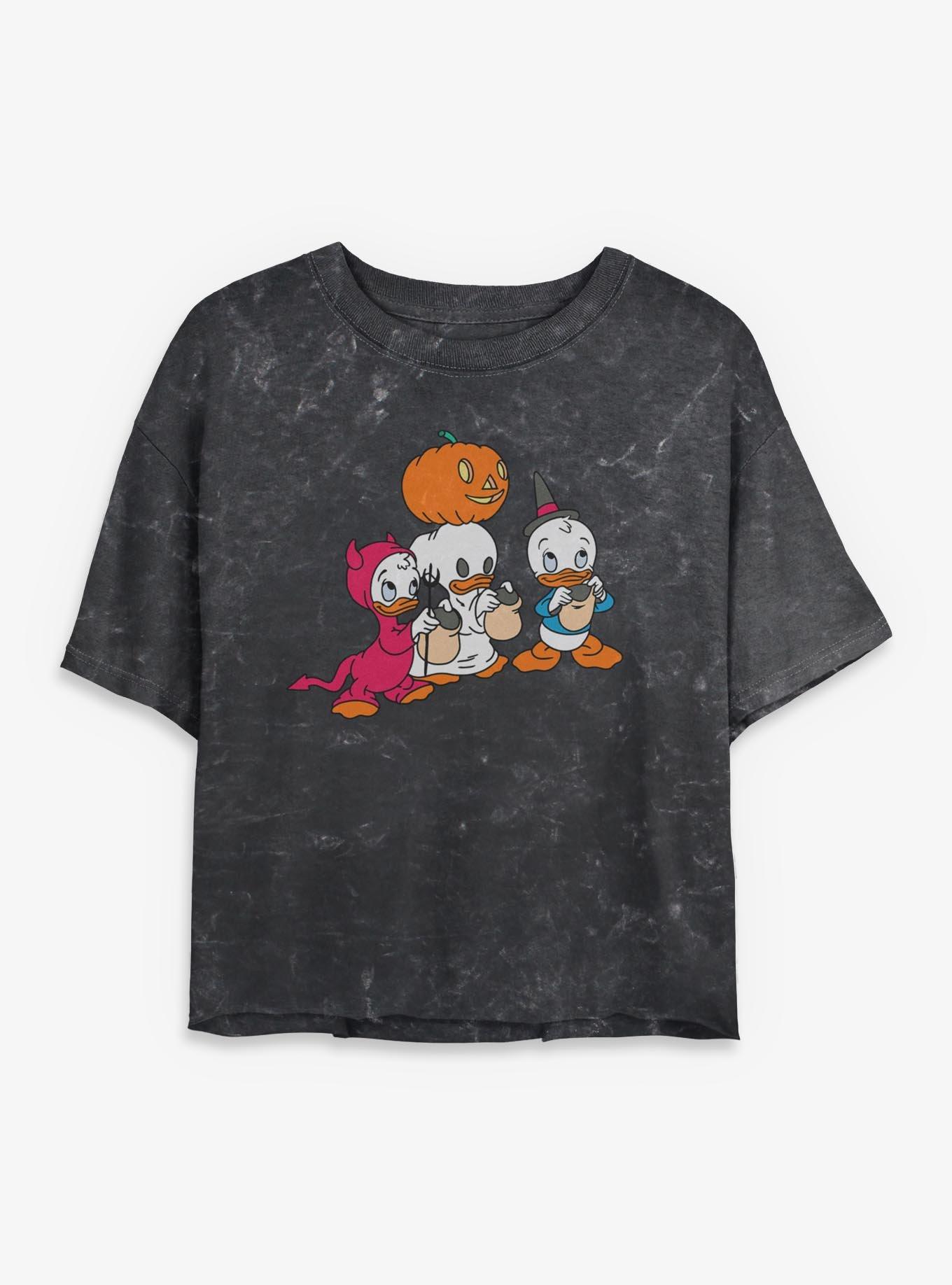 Disney Ducktales Huey Dewey Louie Trick Or Treating  Mineral Wash Womens Crop T-Shirt, , hi-res